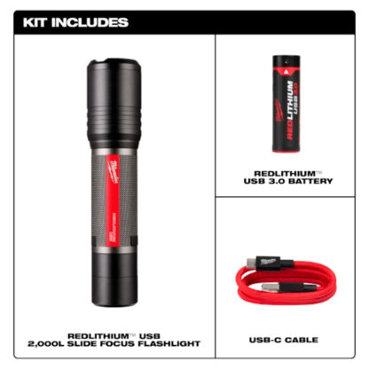 Linterna con Enfoque Deslizante USB REDLITHUIUM™ de 2000 Lúmenes MILWAUKEE - Imagen 3