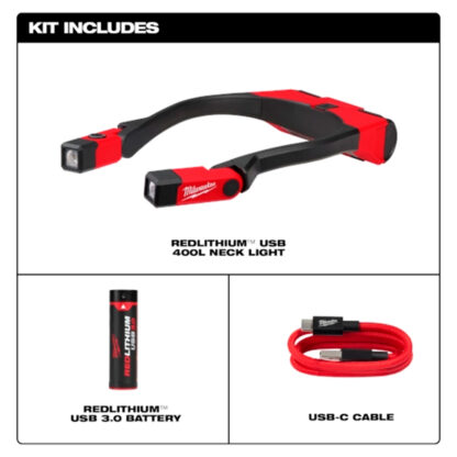 Luz de Cuello Recargable USB de 400 Lúmenes MILWAUKEE - Imagen 3