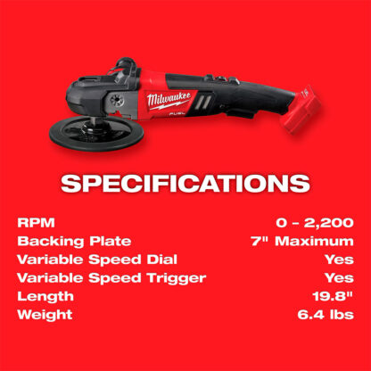 Pulidora De Velocidad Variable M18 Fuel De 7" Milwaukee - Imagen 3
