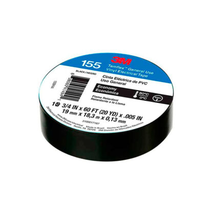 Cinta Eléctrica de PVC Temflex 155 Negro 19mm x 18m 3M - Imagen 2