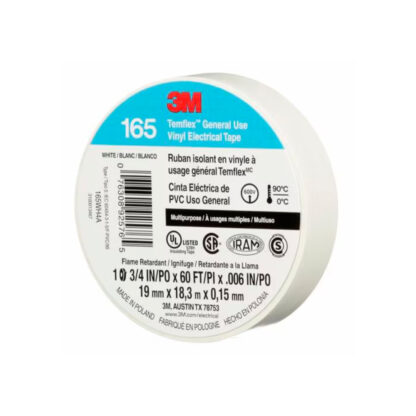 Cinta Eléctrica de PVC Temflex 165 Blanco 19 mm x 18.3 mts 3M - Imagen 2