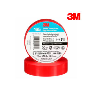 Cinta Eléctrica de PVC Temflex 165 Rojo 19 mm x 18.3 mts 3M