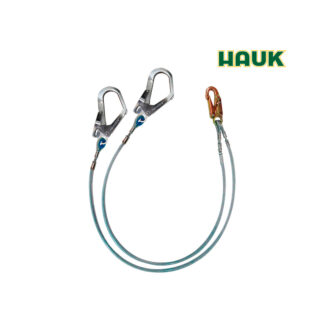 Línea de Conexión Doble, Cable de Acero 1/4″ de 1.80 m con 1 Gancho de 3/4″ y 2 Ganchos de 2 1/4″ HAUK