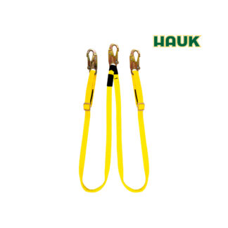 Línea de Conexión Doble Regulable de 1.80 m de Cinta Poliéster y 3 Ganchos de 3/4″ HAUK
