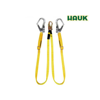 Línea de Conexión Doble y Regulable de Cinta Poliéster de 1,80 m con 1 Gancho de 3/4″ y 2 Ganchos de 2 1/4″ HAUK