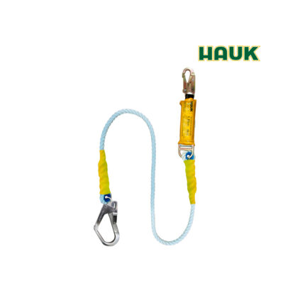 Línea de Vida/Conexión con Amortiguador de Caída Factor 1, Cabo Torcido de Nylon/Poliéster de 5/8″, Un Gancho de 3/4″ y Un Gancho de 2 1/4″ HAUK