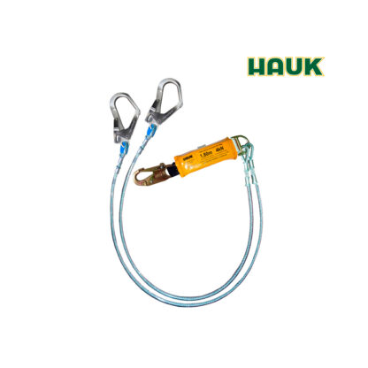 Línea de Vida/Conexión Doble con Amortiguador de Caída, Cable de Acero 1/4″, Un Gancho de 3/4″ y Dos Ganchos de 2 1/4″ HAUK
