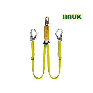 Línea de Vida/Conexión Regulable Doble con Amortiguador de Caída Factor 1, Un Gancho de 3/4″ y Dos Ganchos de 2 1/4″ HAUK