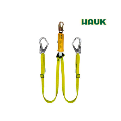 Línea de Vida/Conexión Regulable Doble con Amortiguador de Caída Factor 1, Un Gancho de 3/4″ y Dos Ganchos de 2 1/4″ HAUK